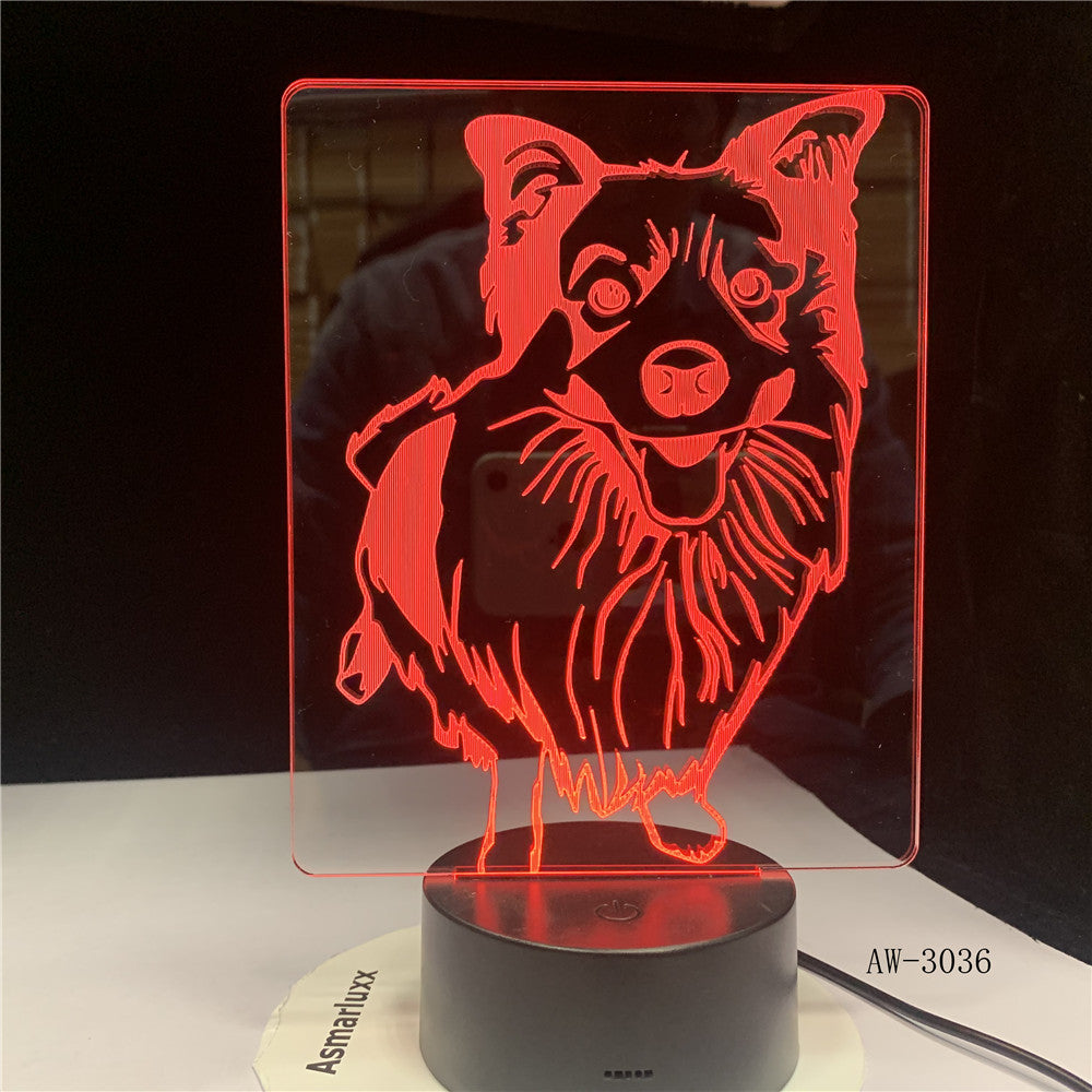 Bedside 7 Colors Changing Shepherd Modelling Desk Lamp Led 3D Dog Night Light Lampara Decor Usb Baby Sleep Lighting Gift aw-3036