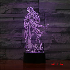 3D Acrylic LED Night Lights Illusion Jesus Christ Optical Lamps Lighting Inshallah Christian God USB Touch Luminous AW-1157