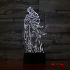 3D Acrylic LED Night Lights Illusion Jesus Christ Optical Lamps Lighting Inshallah Christian God USB Touch Luminous AW-1157