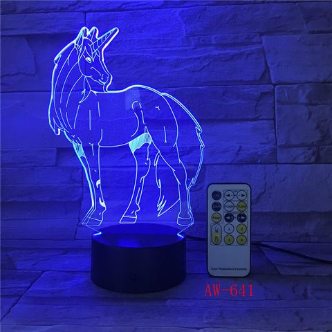Unicorn Romantic Gift 3D LED Table Lamp 7 Color Change Night Light Room Decor Lustre Holiday Girlfriend Kid Toys Dropship AW-641