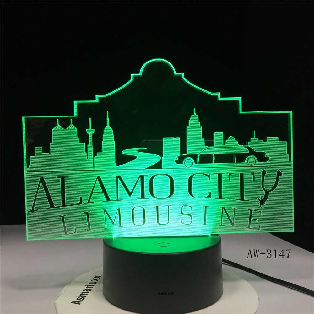 Usb 3d Led Night Light Alamo City Atmosphere Lamp Decoration RGB Kids Baby Gift Famous Buildings Table Lamp Bedside AW-3147