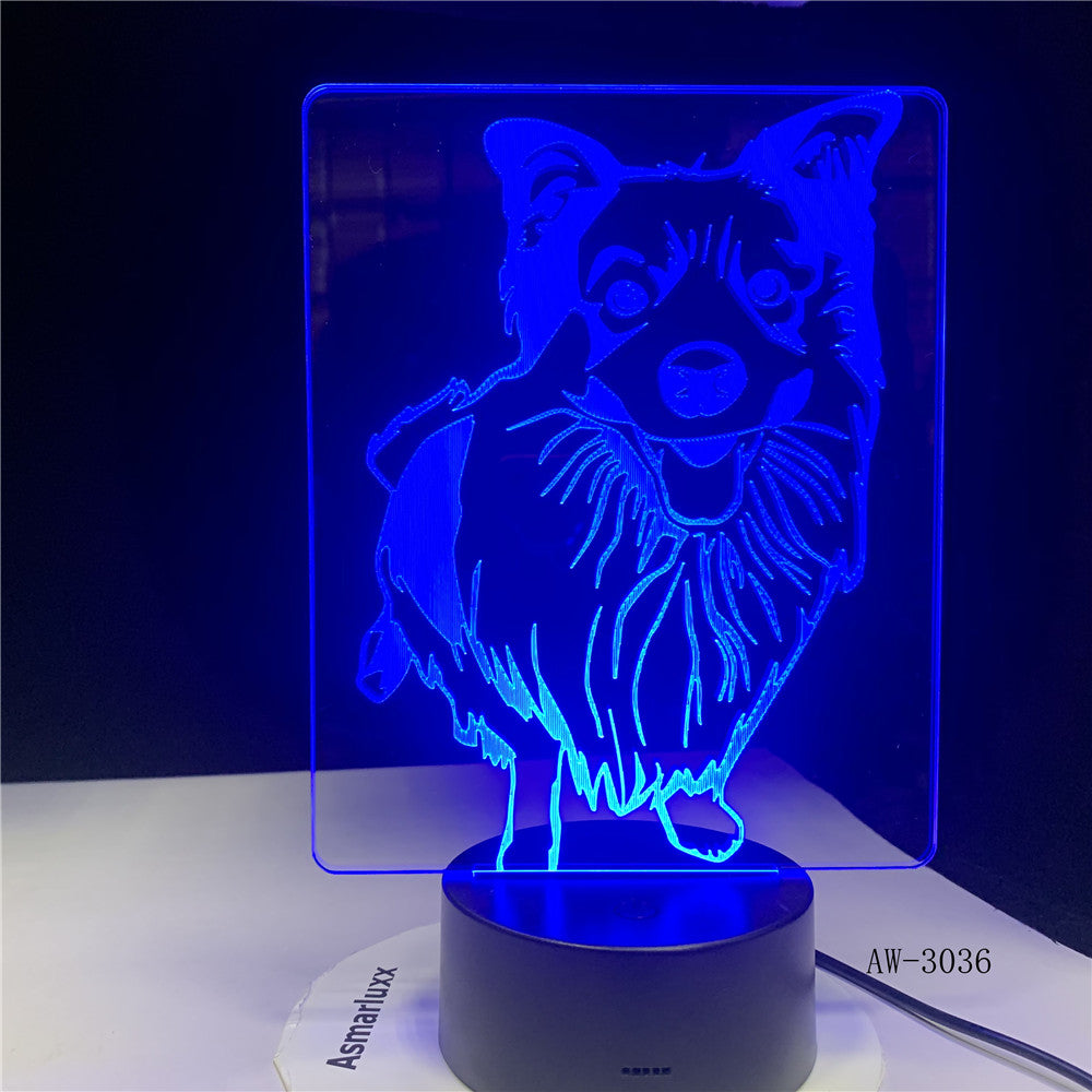 Bedside 7 Colors Changing Shepherd Modelling Desk Lamp Led 3D Dog Night Light Lampara Decor Usb Baby Sleep Lighting Gift aw-3036
