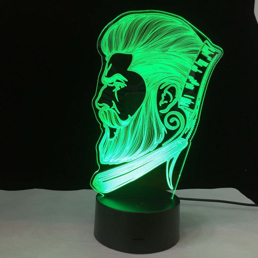 Beauty Salon Hairdresser Store Sign Barber Shop Business 3D LED Night Lamp Creative Night Lamp Optical illusion Table Light