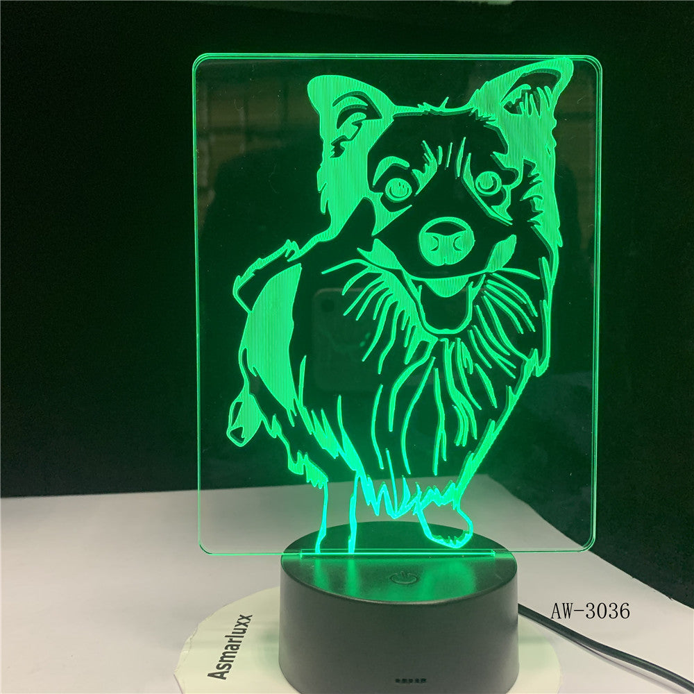 Bedside 7 Colors Changing Shepherd Modelling Desk Lamp Led 3D Dog Night Light Lampara Decor Usb Baby Sleep Lighting Gift aw-3036