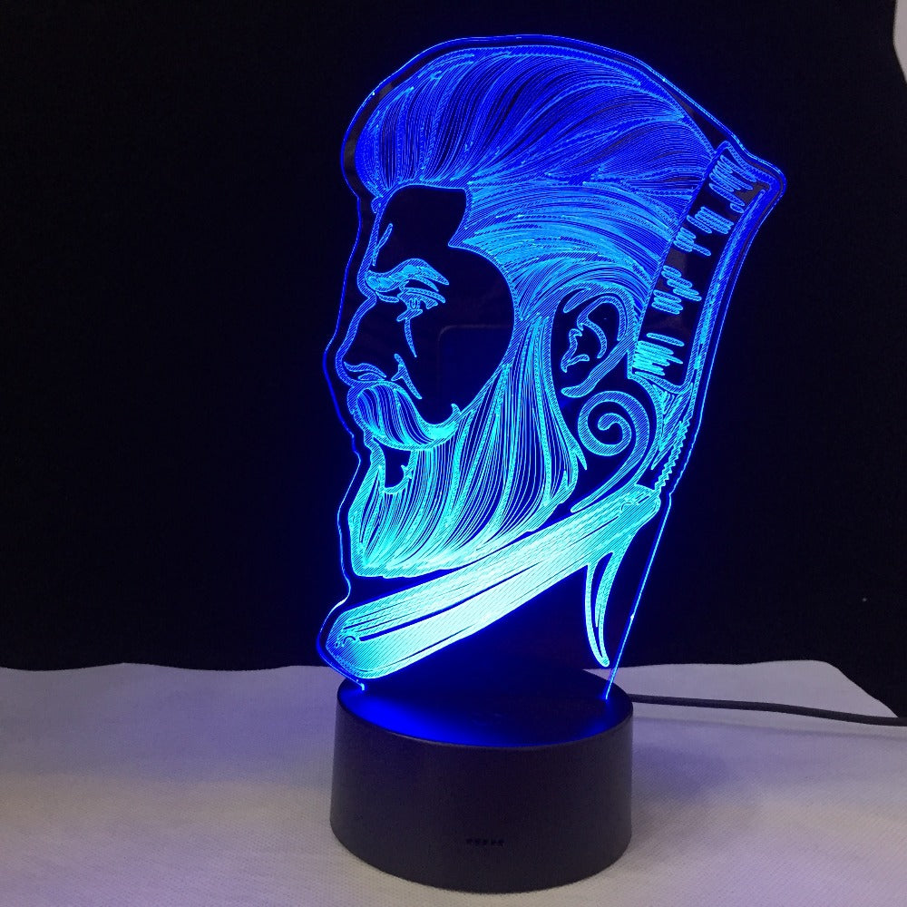Beauty Salon Hairdresser Store Sign Barber Shop Business 3D LED Night Lamp Creative Night Lamp Optical illusion Table Light