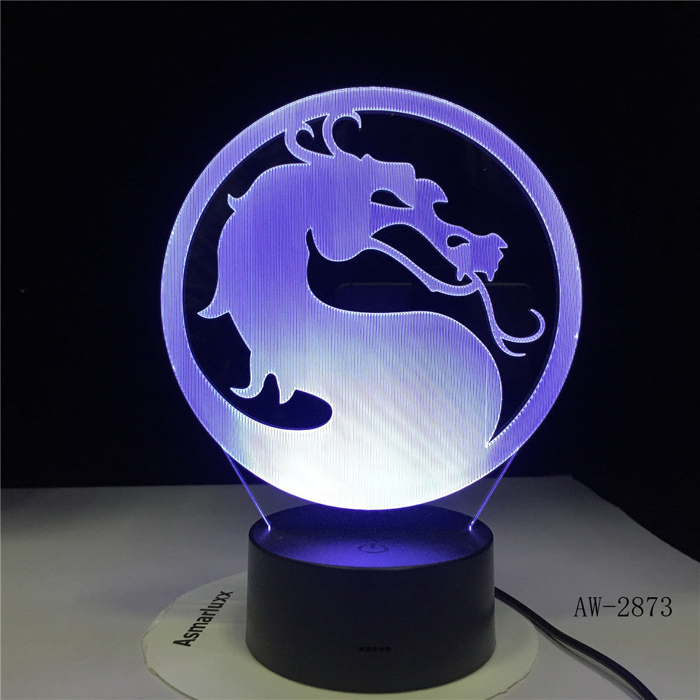 Table Lamp Head Turn Dragon 3D Illusion USB Touch Sensor RGBW Child Kids Gift Night Fury Night Light LED Desk Decoration AW-2873