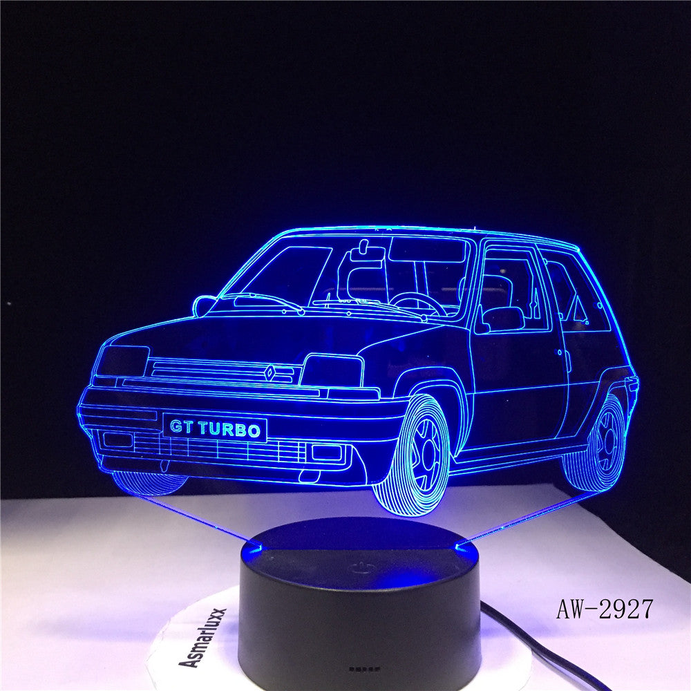 GT Turbo Touch USB Indoor Lighting Car Shape Small Night Light Novelty led 3D Visual Night Light 7 Colors Desk Lamp AW-2927