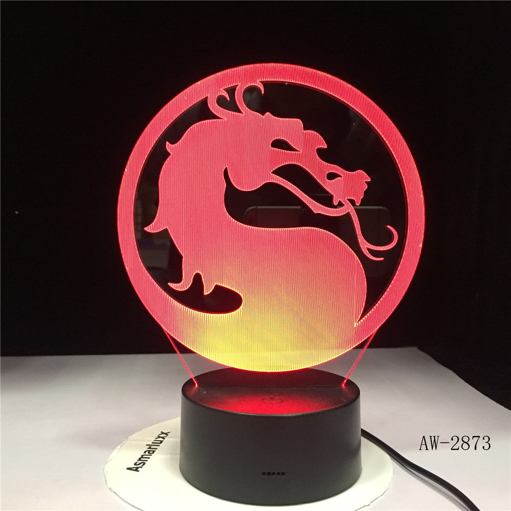 Table Lamp Head Turn Dragon 3D Illusion USB Touch Sensor RGBW Child Kids Gift Night Fury Night Light LED Desk Decoration AW-2873