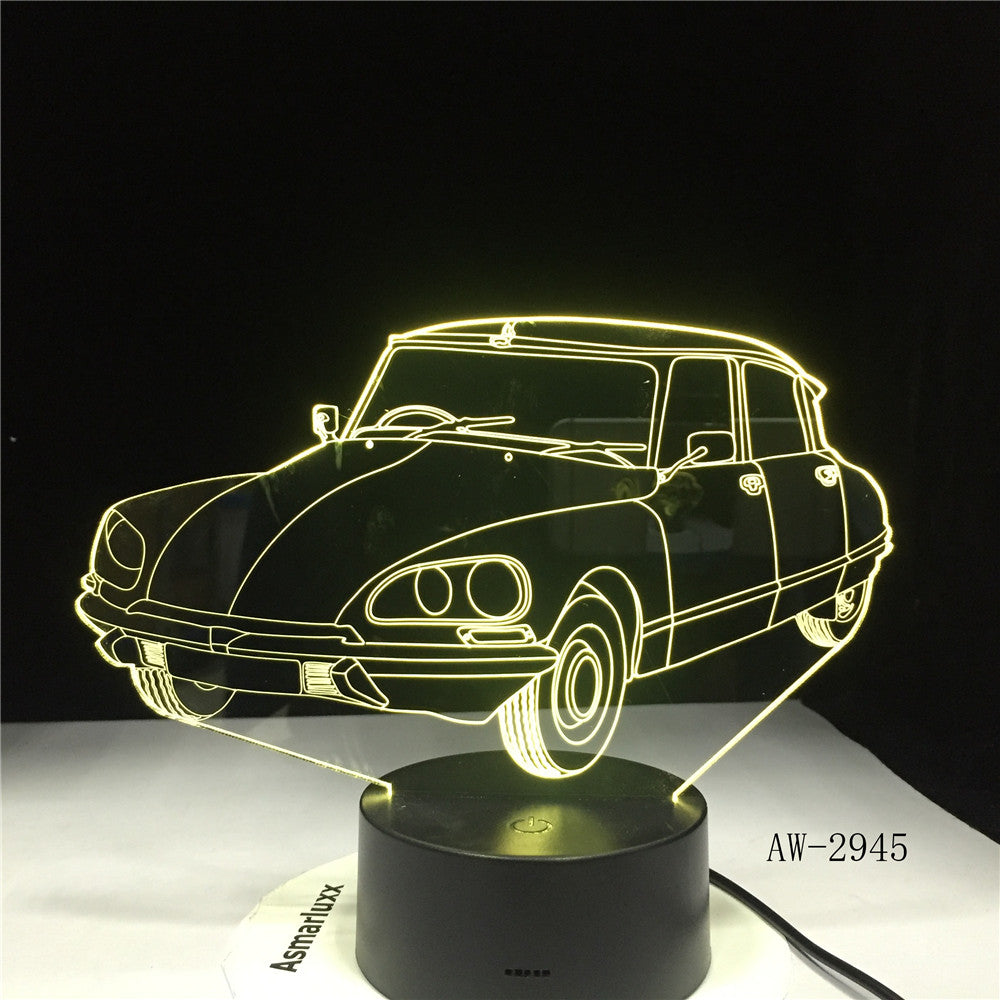 Acrylic Sports Car Design 3d Gift Lamp Led Colorful Touch Remote Control Usb 3d Night Light 7 Colors Change Kids Lamp AW-2945