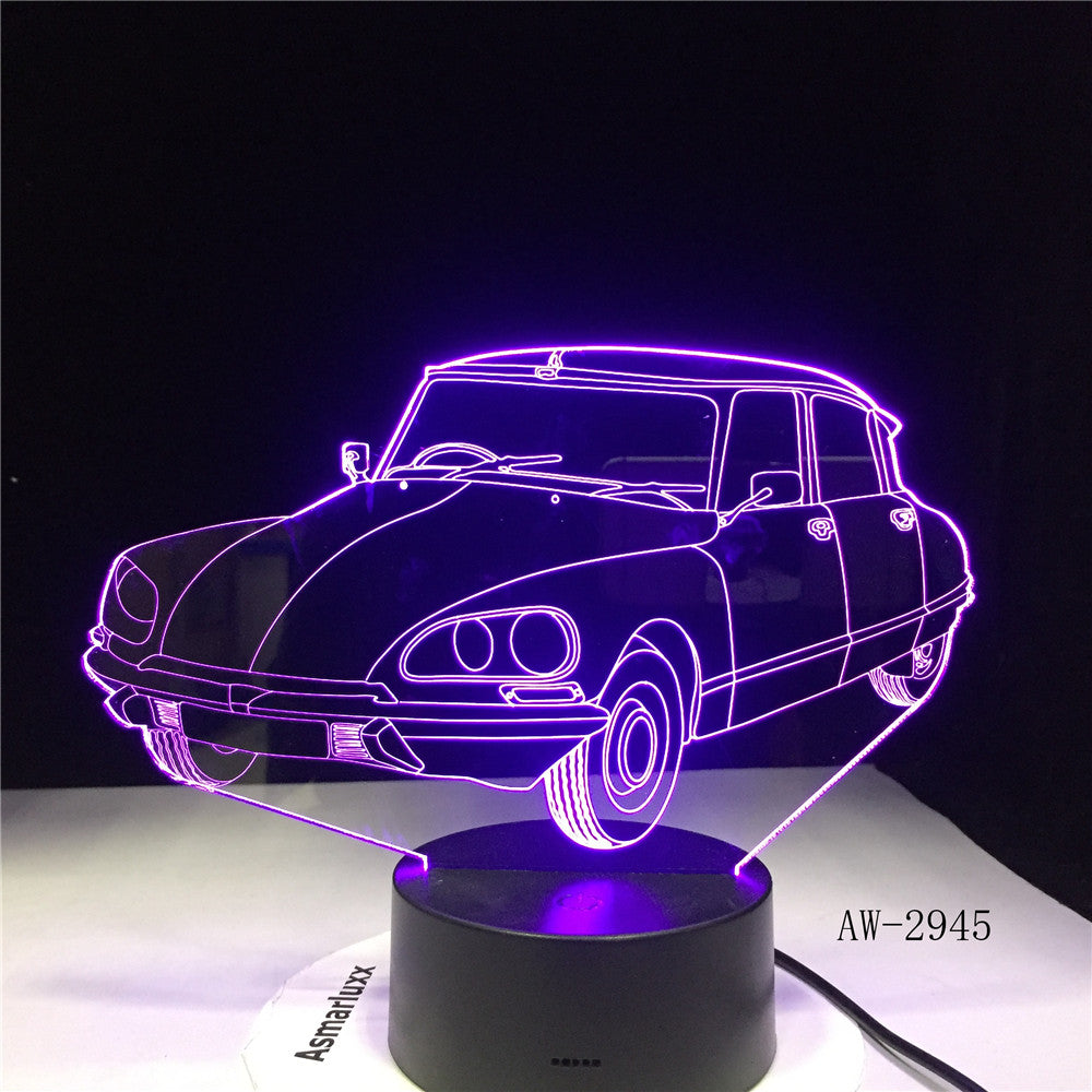 Acrylic Sports Car Design 3d Gift Lamp Led Colorful Touch Remote Control Usb 3d Night Light 7 Colors Change Kids Lamp AW-2945