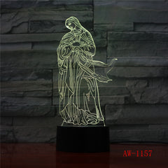 3D Acrylic LED Night Lights Illusion Jesus Christ Optical Lamps Lighting Inshallah Christian God USB Touch Luminous AW-1157