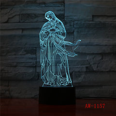 3D Acrylic LED Night Lights Illusion Jesus Christ Optical Lamps Lighting Inshallah Christian God USB Touch Luminous AW-1157