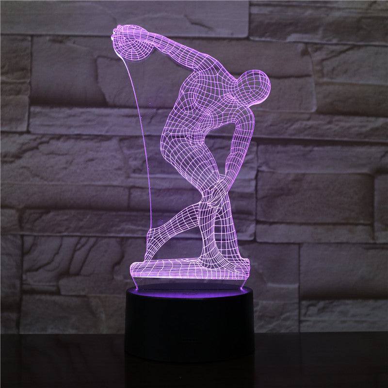 Throwing Discus 3D LED Desk lamp Bedside Sculpture Figure Touch Sensor RGB Decorative Lamp Child Kids Discobolus LED Night Light