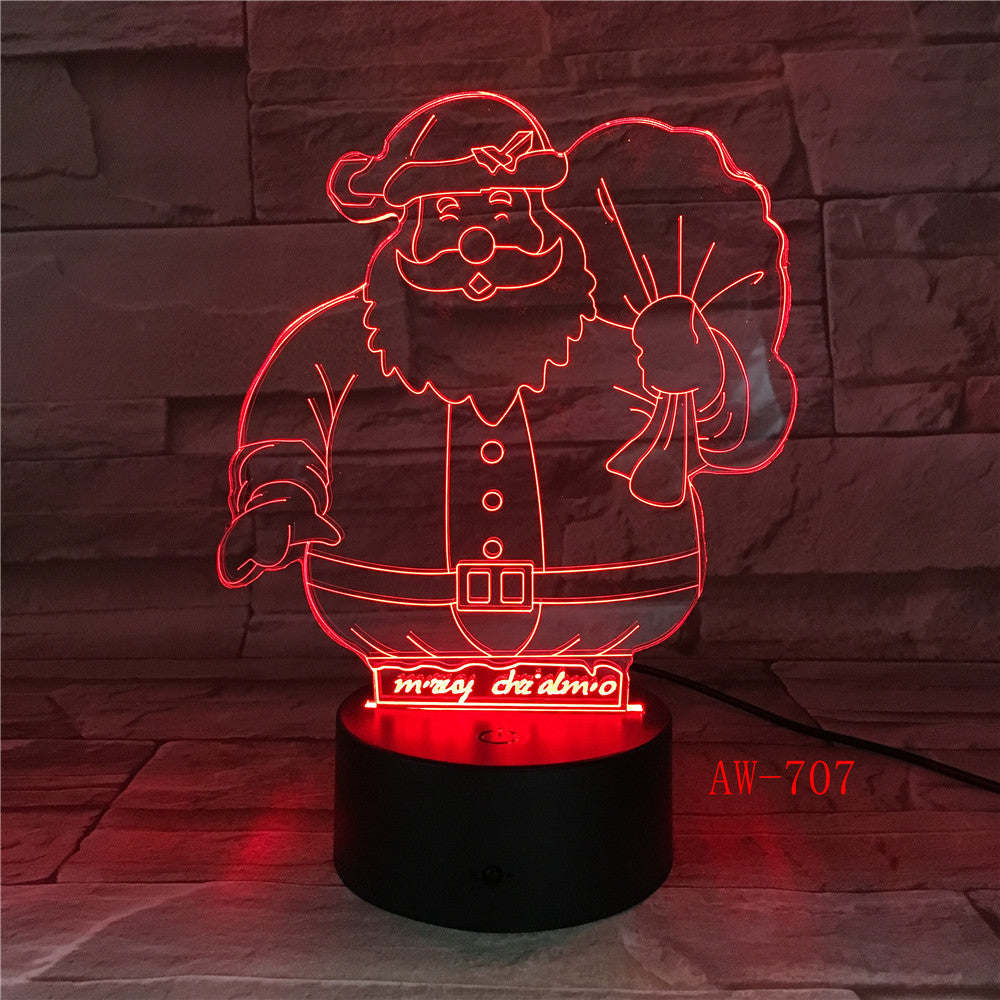 Christmas Gift 3D illusion Lamp Snowman with Coat Design LED Night Light for Children Living Room Lights Table Lamp AW-707