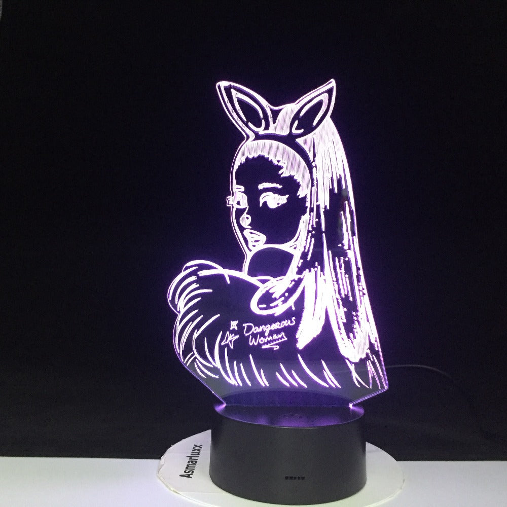 Celebrity Singer Ariana Grande Poster Cat Girl Fans Gift for Bedroom Decorative 3d Led Night Light 3d Lamp Table Nightlight 3987