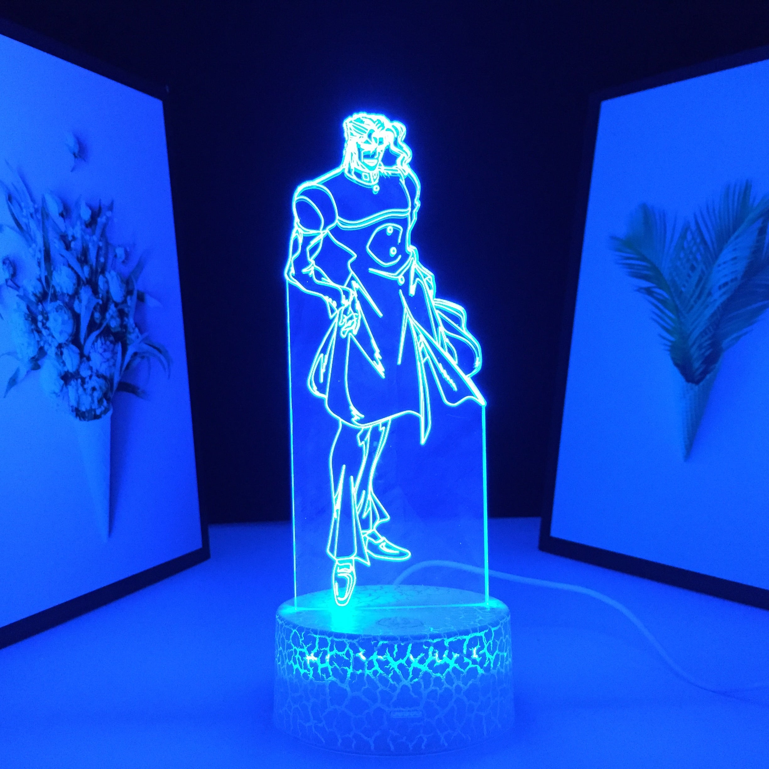 Anime JoJo Bizarre Adventure Noriaki Kakyoin 3D LED Night Light Home Bedroom Table Decoration Night Light for Children's Festival Birthday Gifts 7 Color Changes With Remote Neon Lamp