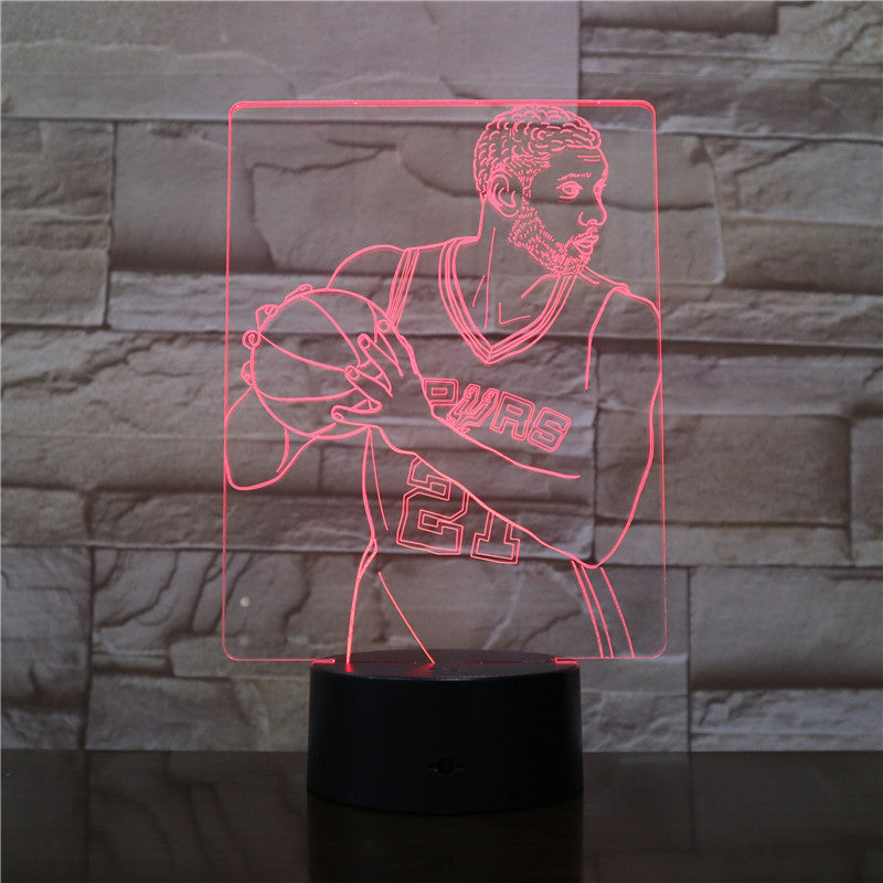 Basketball Star Tim Duncan 3D LED Lamp Cool Gift for Infant Bright Base Fast Delivery Led Night Light Lamp Battery Operated 2764