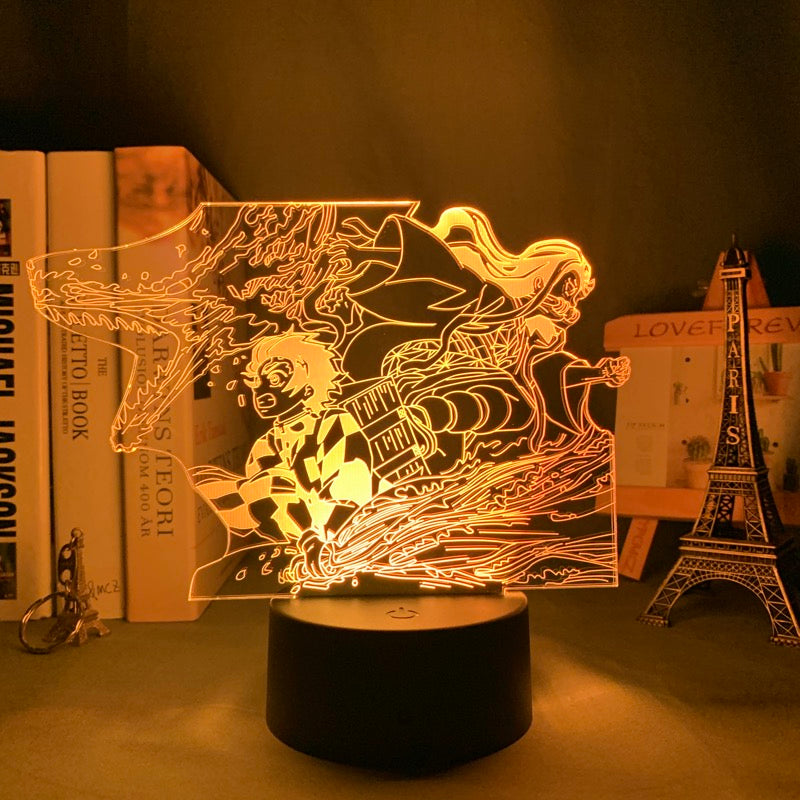 Anime Figure 3D Night light Kimetsu No Yaiba Tanjiro X Nezuko Multiple Color Changes With Remote Control Children's Festival Birthday gifts
