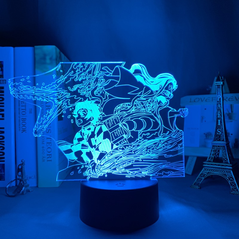 Anime Figure 3D Night light Kimetsu No Yaiba Tanjiro X Nezuko Multiple Color Changes With Remote Control Children's Festival Birthday gifts