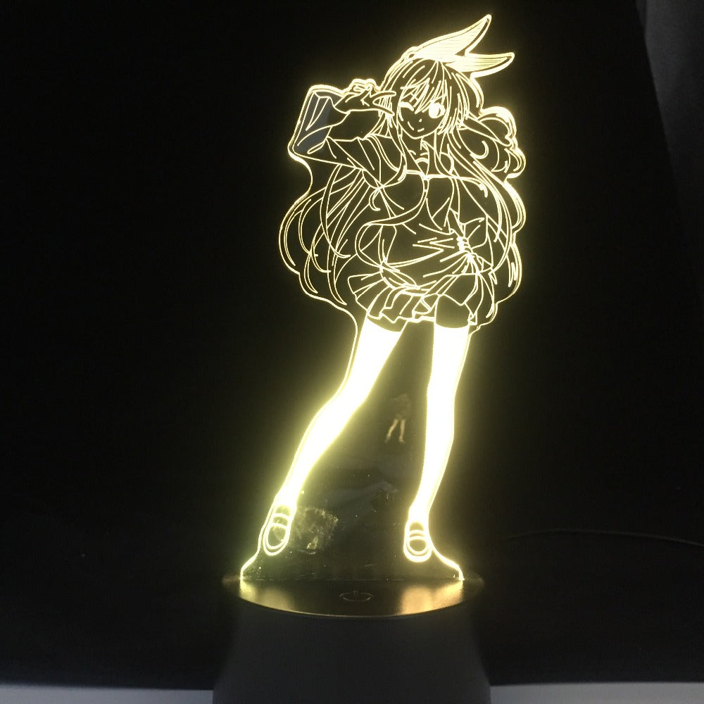 Cute Japanese Waifu 3D Night light Anime Lamp Yumeko Jabami From Kakegurui Compulsive Gambler Decor USB Nightlight Dropshipping