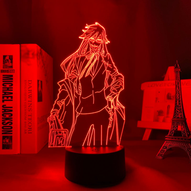 Black Butler Grell Sutcliff Led Night Light for Bedroom Decor Gift Nightlight Anime Table 3d Lamp Grell Sutcliff Black Butler