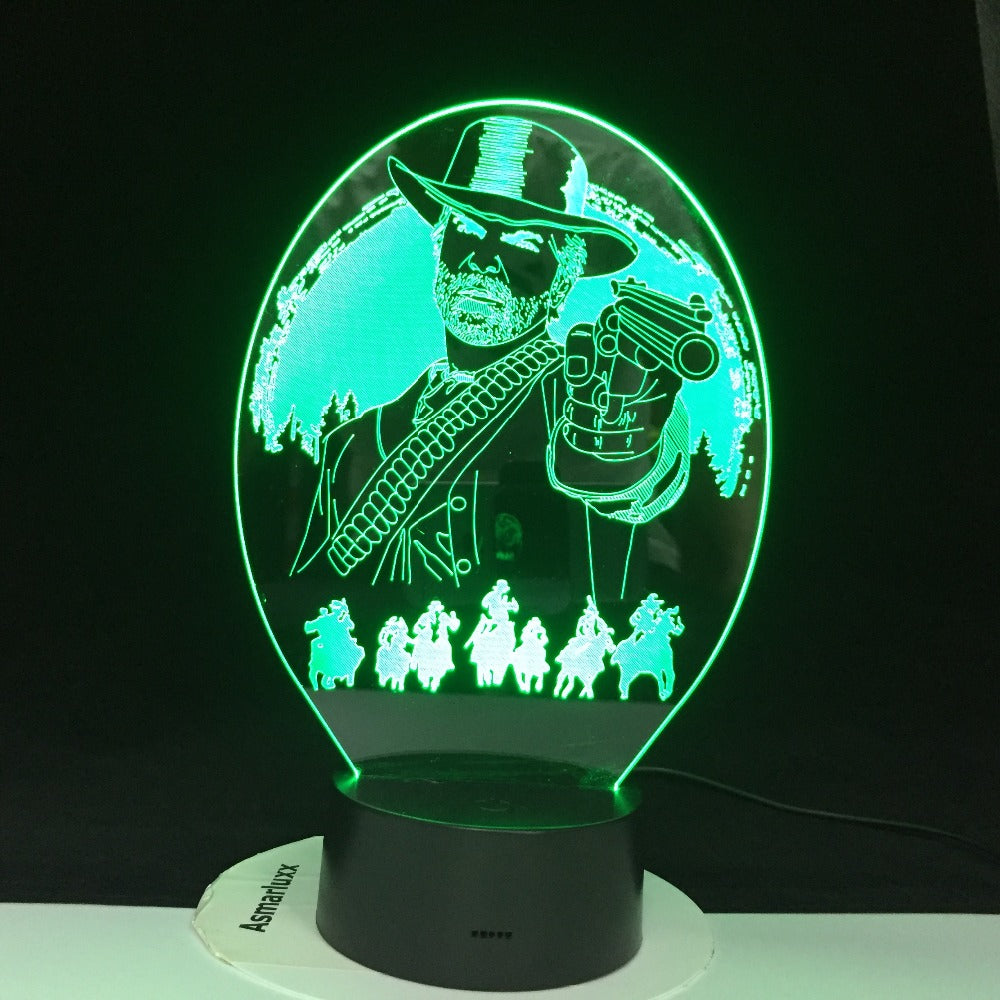 Red Dead Redemption 2 Bedroom Decor Game USB Night Light lamparas For Christmas Gift Home Decor Accessories 3D Led Lamp Dropship