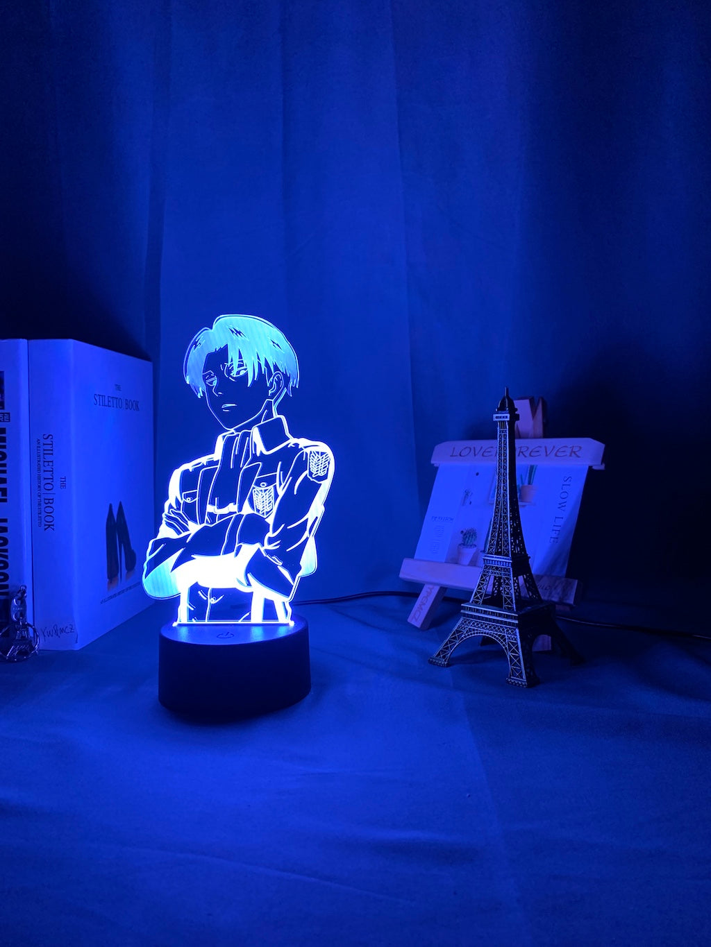 Acrylic Table Lamp Anime Attack on Titan for Home Room Decor Light Cool Kid Child Gift Captain Levi Ackerman Figure Night Light