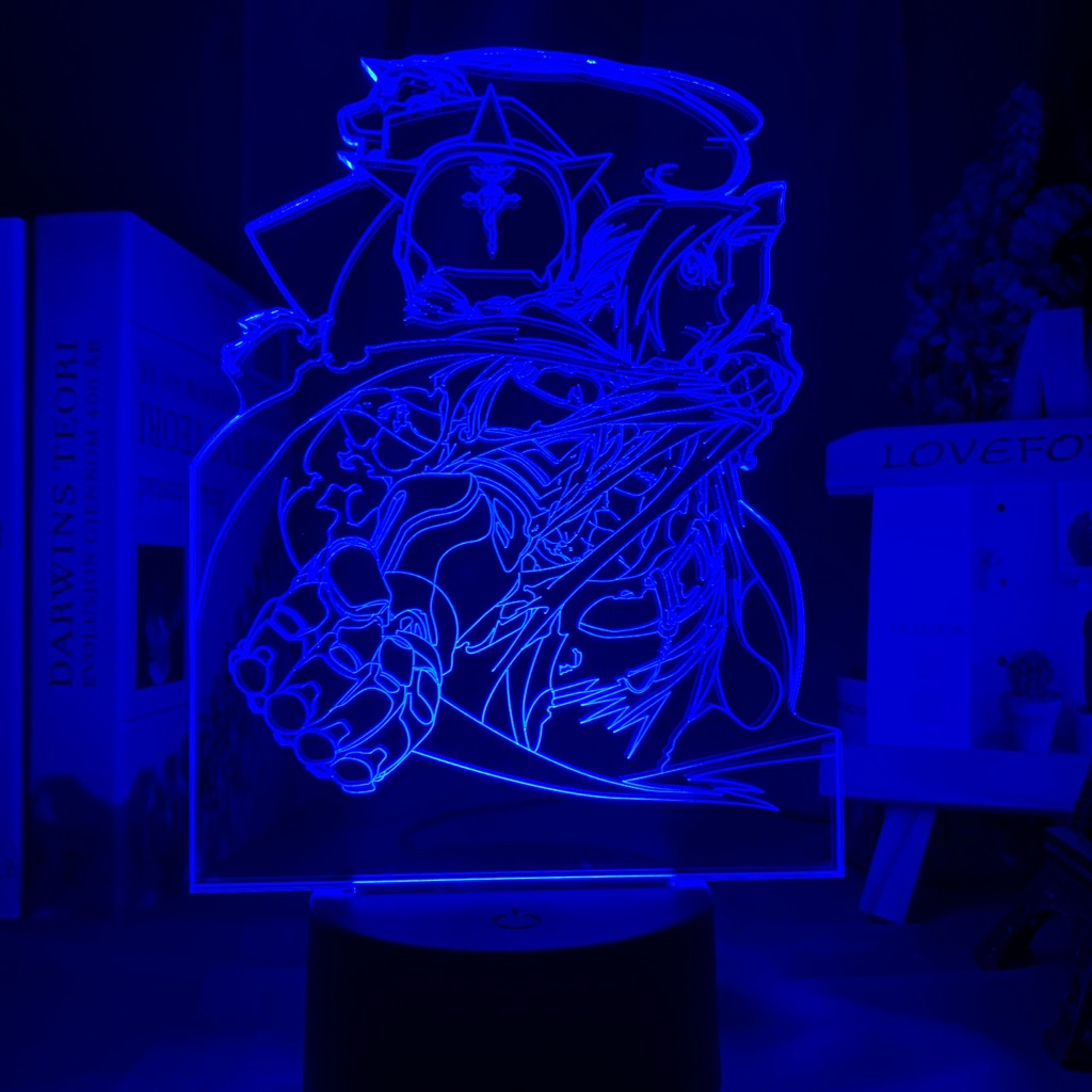 Manga Fullmetal Alchemist Edward Elric Figure Night Light Led Color Changing Kids Bedroom Decorative Nightlight Usb Desk 3d Lamp