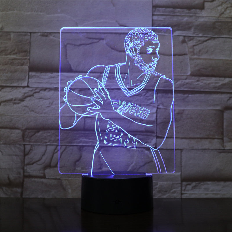 Basketball Star Tim Duncan 3D LED Lamp Cool Gift for Infant Bright Base Fast Delivery Led Night Light Lamp Battery Operated 2764