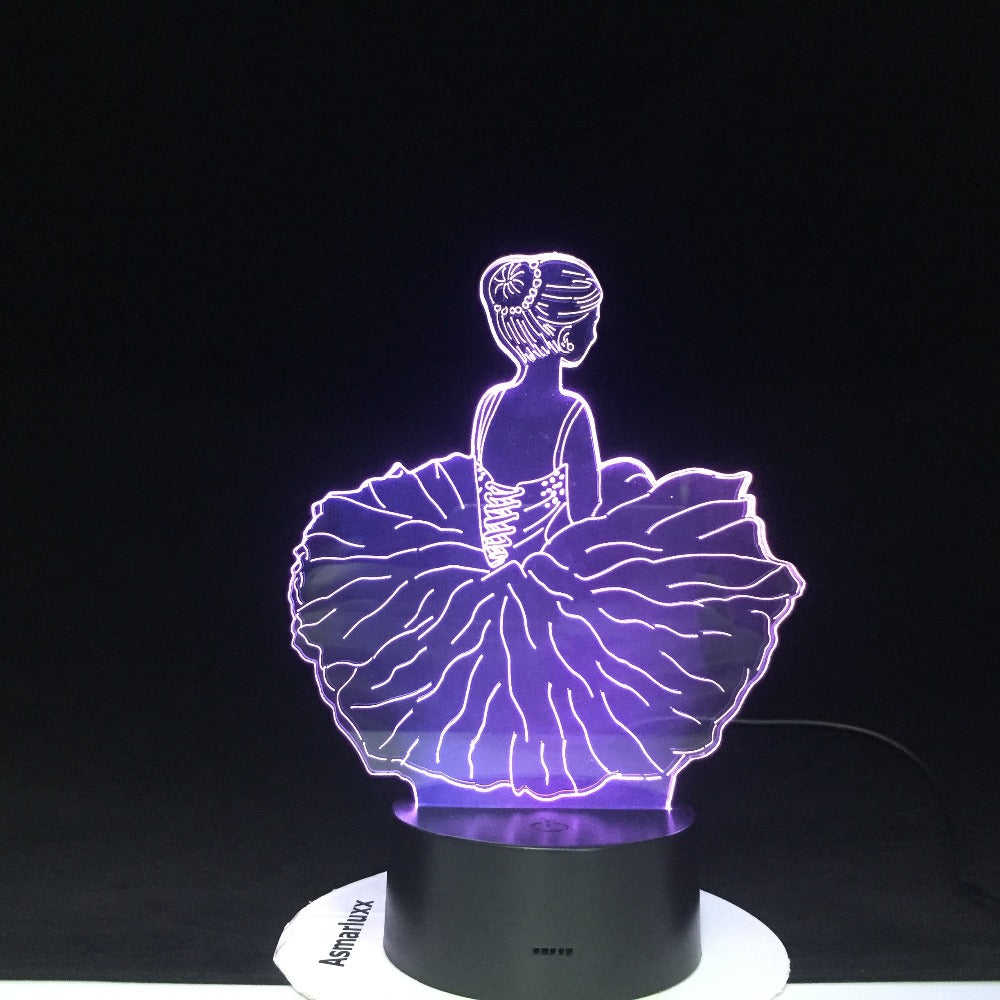 Dancing Girl Usb 3D Led Table Lamp Bedside Night Light Shape 7 Color Change Home Decoration Bedroom Sleep Lighting Gifts 1809