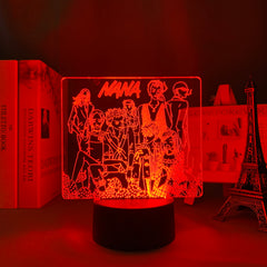 Manga Nana Group 3D LED Lamp Anime Figure Bedroom Desk Decoration Small Night Light for Children's Festival Birthday Gifts Neon Lights With Remote