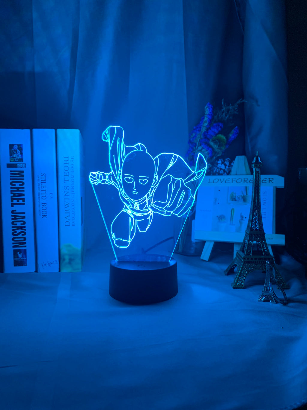 One Punch Man Saitama Figure Led Night Light Lamp for Home Decoration Nightlight Cool Manga Store Decor Ideas Table 3d Light