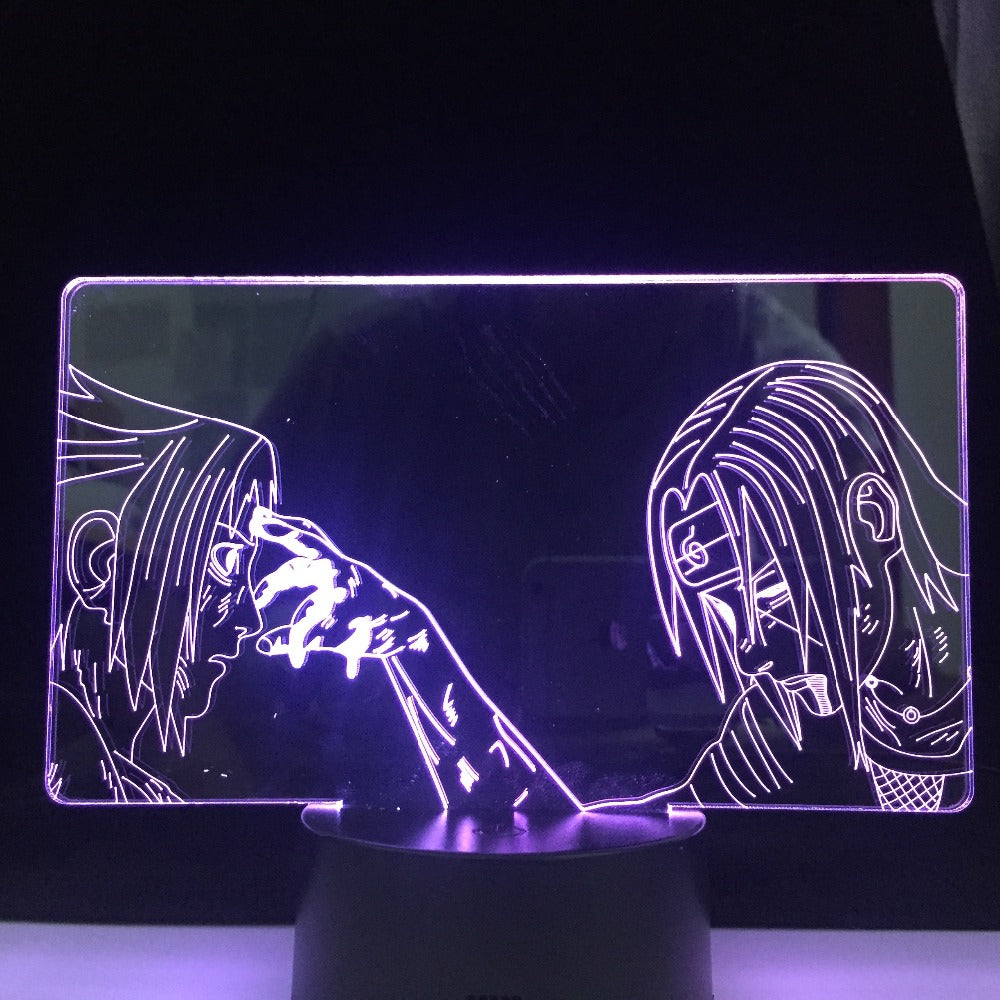 ITACHI SASUKE FOREHEAD LED ANIME LAMP 3D NARUTOThe Japanese Anime Remote Control Colors Base Atmosphere 3d Night Light Lamp