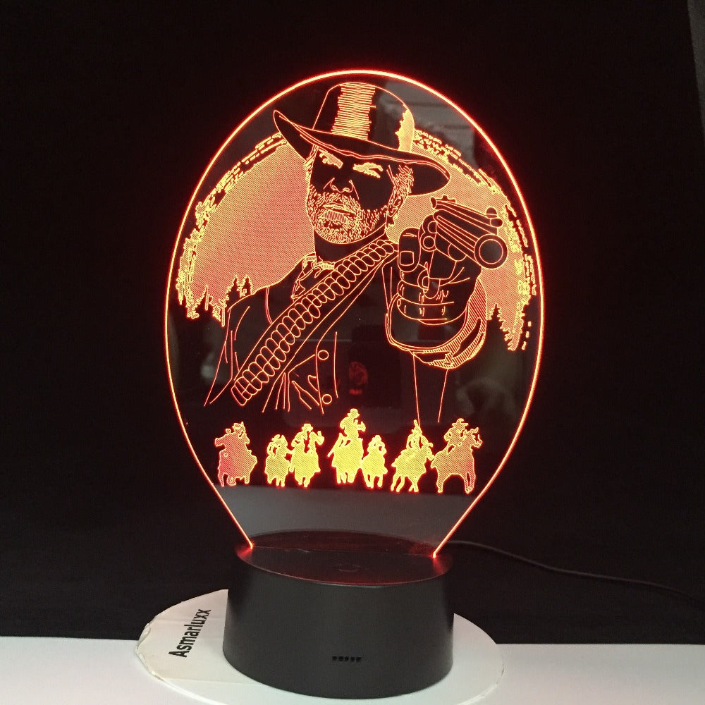 Red Dead Redemption 2 Bedroom Decor Game USB Night Light lamparas For Christmas Gift Home Decor Accessories 3D Led Lamp Dropship