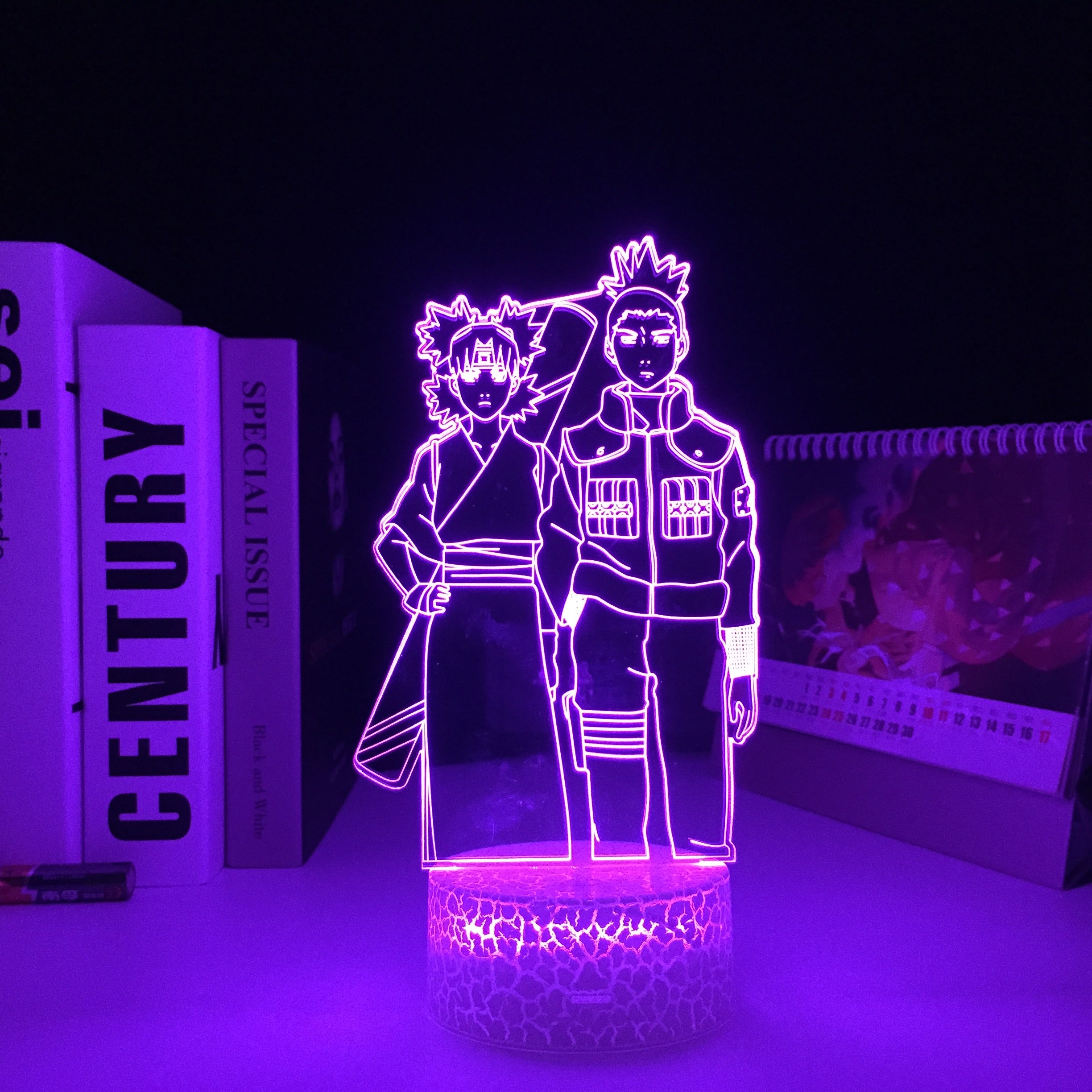 Anime Figure Temari Shikamaru 3D LED Night Light Home Bedroom Table Decoration Night Light for Children's Festival Birthday Gifts 7 Color Changes With Remote Neon Lamp