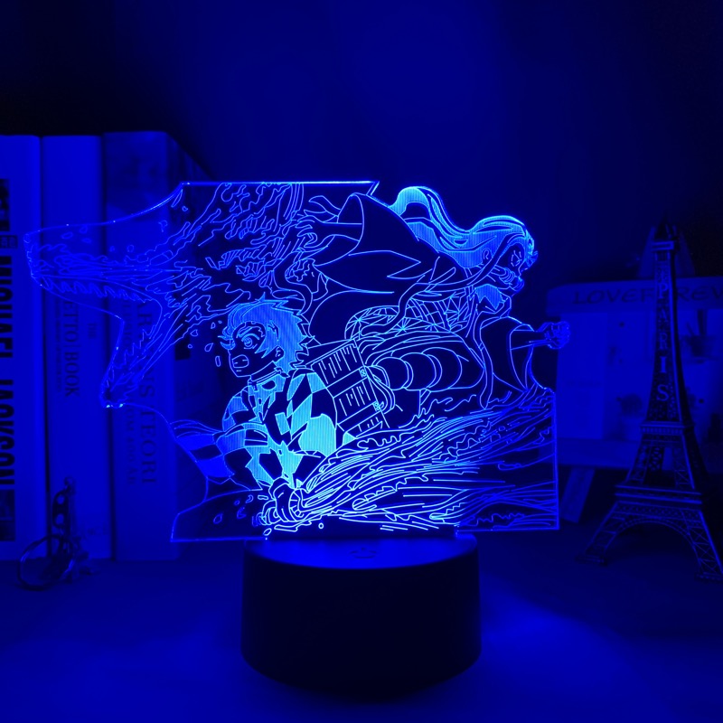 Anime Figure 3D Night light Kimetsu No Yaiba Tanjiro X Nezuko Multiple Color Changes With Remote Control Children's Festival Birthday gifts