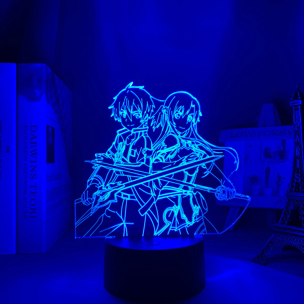 3d Led Night Light Anime Sword Art Online Kirito and Asuna for Bedroom Decor Nightlight Birthday Gift Table Lamp Manga SAO