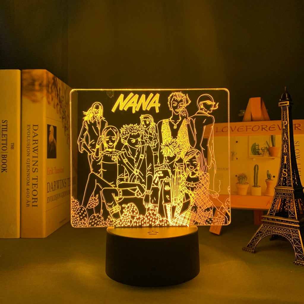 Manga Nana Group 3D LED Lamp Anime Figure Bedroom Desk Decoration Small Night Light for Children's Festival Birthday Gifts Neon Lights With Remote