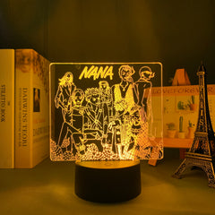 Manga Nana Group 3D LED Lamp Anime Figure Bedroom Desk Decoration Small Night Light for Children's Festival Birthday Gifts Neon Lights With Remote
