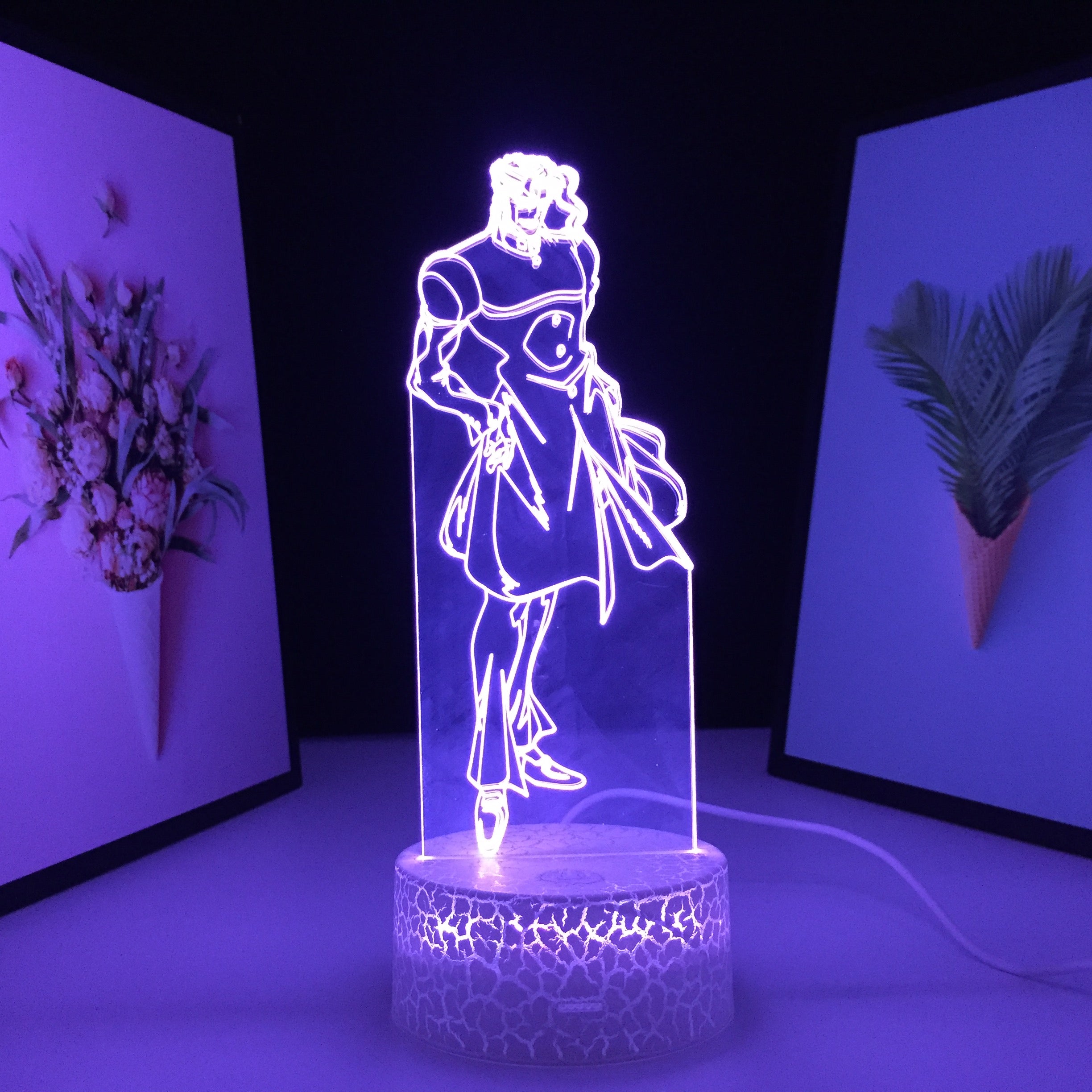 Anime JoJo Bizarre Adventure Noriaki Kakyoin 3D LED Night Light Home Bedroom Table Decoration Night Light for Children's Festival Birthday Gifts 7 Color Changes With Remote Neon Lamp