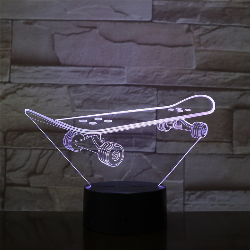 Skateboarding 3D LED Night Lamp Romantic Bedroom Table Lamp Valentines Gifts for Lovers Couples Kids Sleeping Light 3D-2195