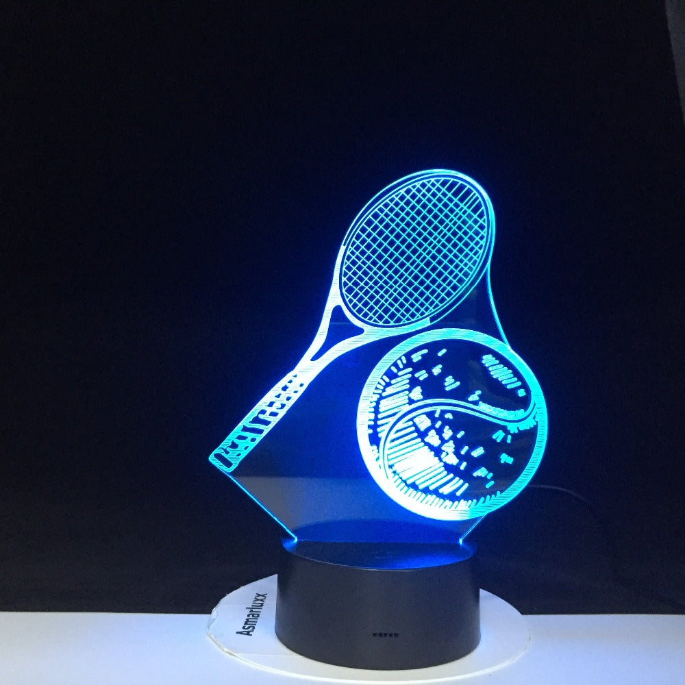 Modelling 3D LED Tennis Night Light 7 Colors Changing USB Table Lamp Tennis Fans Home Decor Sleep Luminaria Light Gifts 4303