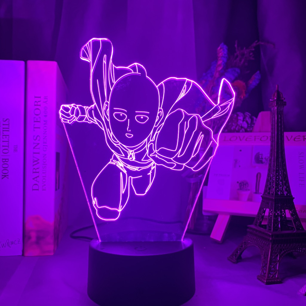 One Punch Man Saitama Figure Led Night Light Lamp for Home Decoration Nightlight Cool Manga Store Decor Ideas Table 3d Light