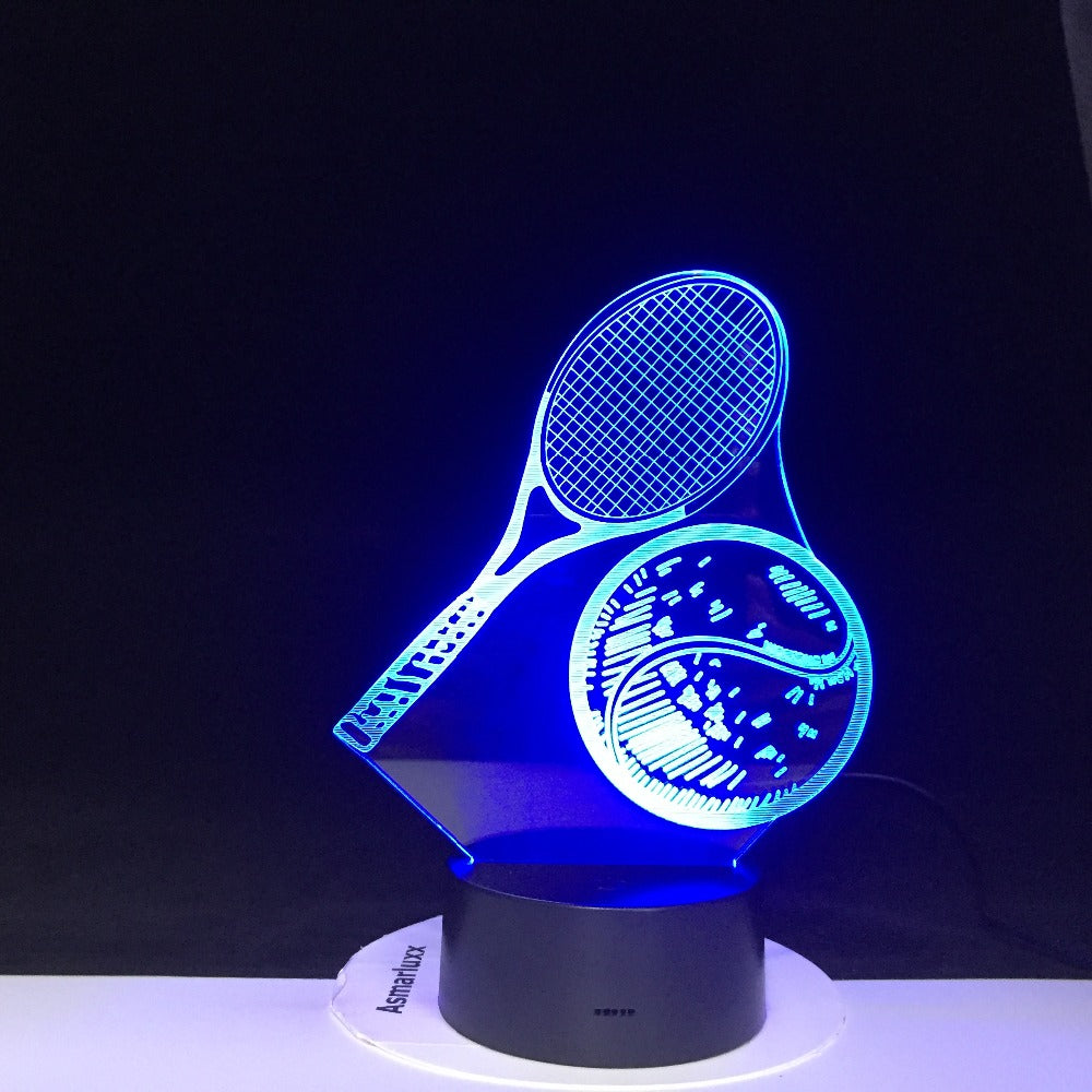 Modelling 3D LED Tennis Night Light 7 Colors Changing USB Table Lamp Tennis Fans Home Decor Sleep Luminaria Light Gifts 4303