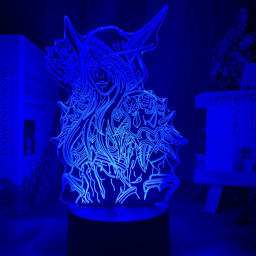 World of Warcraft Sylvanas Windrunner 3d Led Night Light for Kids room The Dark Lady Nightlight The Banshee Queen Table Lamp WOW