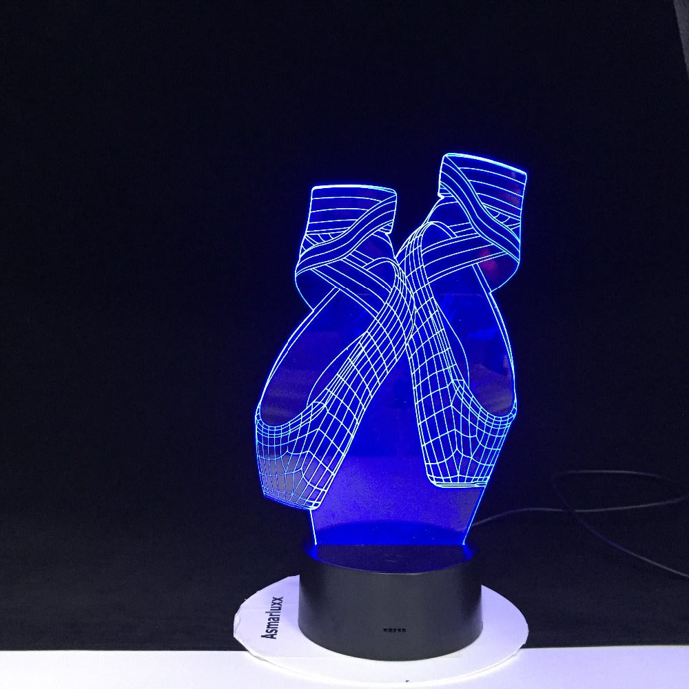 Ballet Shoes Shape 3D LED Night Lights Colorful Led USB Table Lamp Girl Bedside Decor Creative Lighting Gift Dropshipping 1827