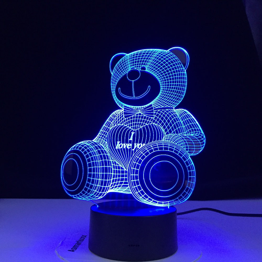 Hot Selling Loving Bear 3d Lamp Colorful Gradual Nightlight Led Touch Gift 3d Vision Table Lamps For Living Room Desk Lamp