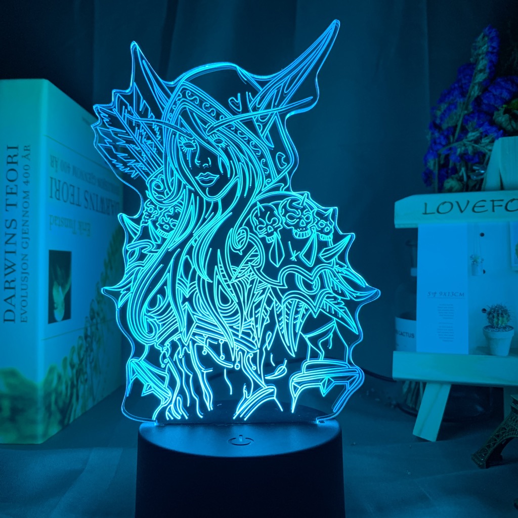 World of Warcraft Sylvanas Windrunner 3d Led Night Light for Kids room The Dark Lady Nightlight The Banshee Queen Table Lamp WOW