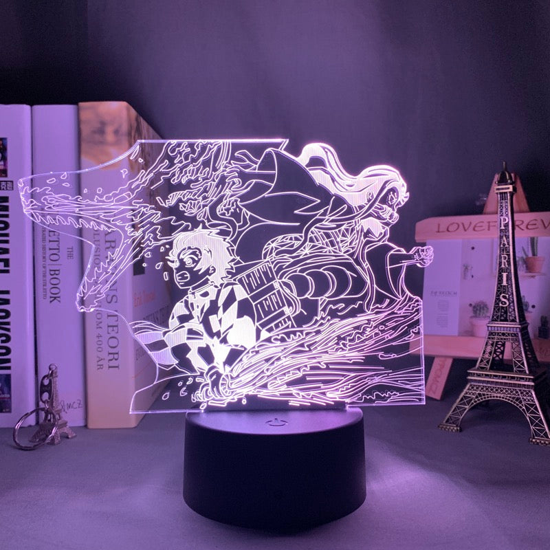 Anime Figure 3D Night light Kimetsu No Yaiba Tanjiro X Nezuko Multiple Color Changes With Remote Control Children's Festival Birthday gifts