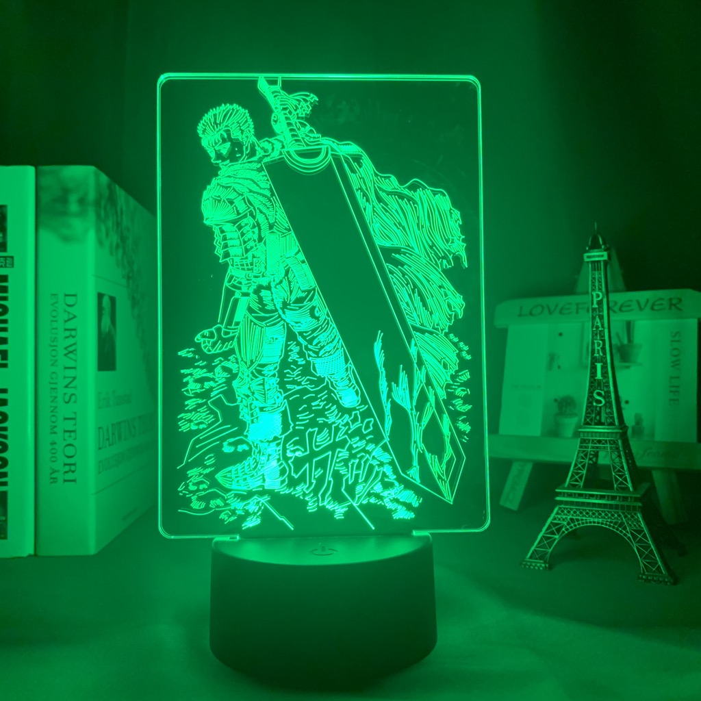 Acrylic Led Night Light Anime Berserk Guts for Bedroom Decorative Nightlight Room Table Lamp Birthday Gift 3d Led Lamp Manga